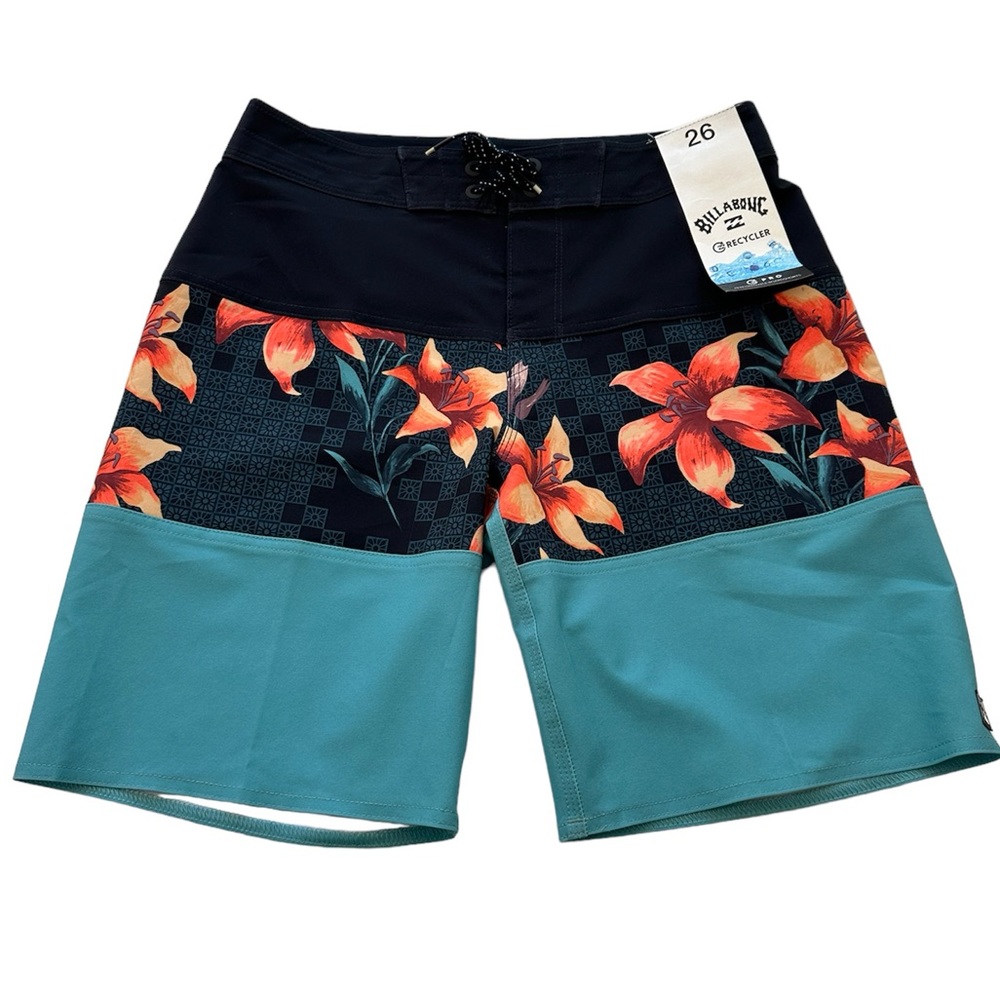Billabong Boardshorts Swim Tribong Pro Tropical Floral NWT Boys Size 12 Waist 26